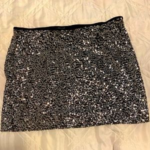 Silver Sequin Mini Skirt